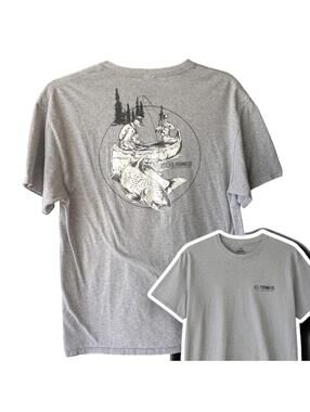 U.S. Fishing Co. Graphic T-Shirt Large Gray Cotton Outdoor Fishing Tee